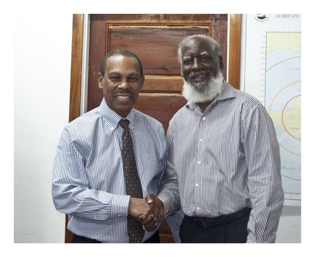 FLASHBACK: Dr Edward Greene and H.E Wilfred Erlington, Attorney-General and Minister of Foreign Affairs after discussions on the PANCAP Justice for All Roadmap with representatives of Belize cabinet , January 2015