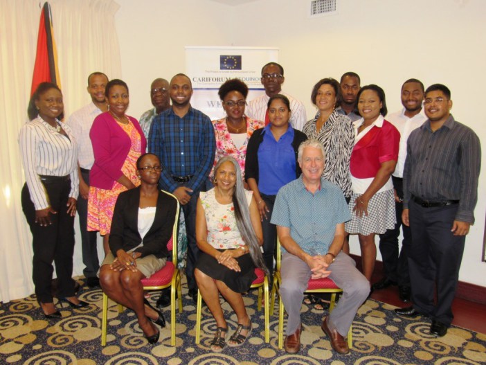 Above: Participants at the workshop with trainer, Dr. Taimoon Stewart (front centre) and Mr. Patrick Martens of Equinoccio (front right)
