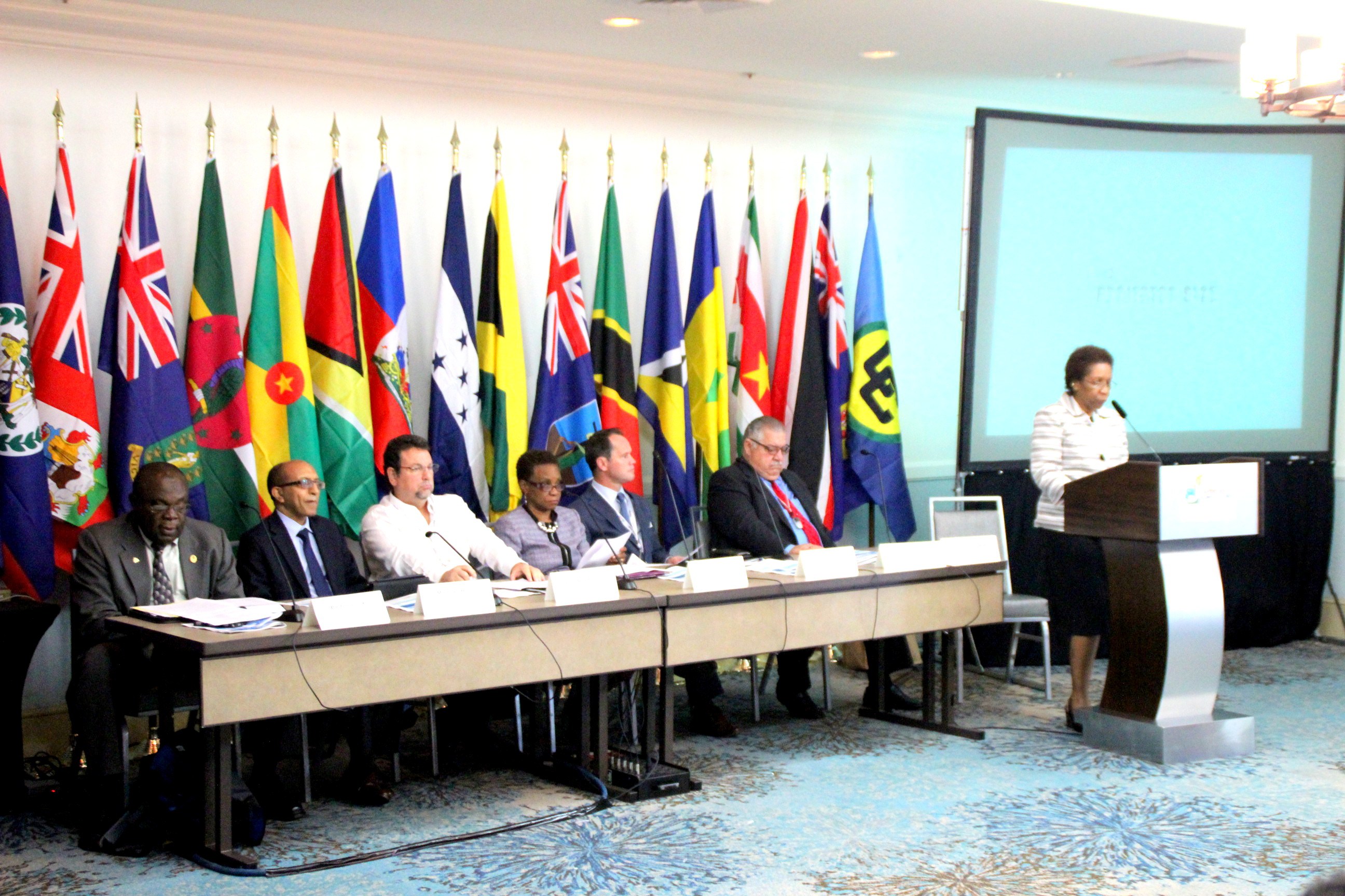 Ms. Desiree Field-Ridley, of the CARICOM Secretariat chairs the opening plenary of the CWA. (Photos by Avneel Abhishay, Social Media Reporter, CTA)
