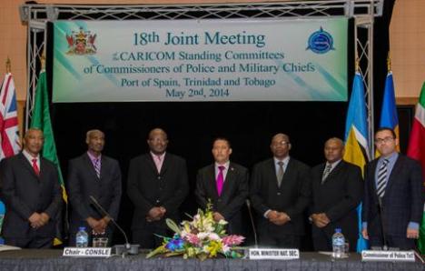 L-R Francis Forbes, Executive Director, CARICOM IMPACS; Steve G. Foster, Chair CARICOM Commissioners of Police and Commissioner of Police, Royal Montserrat Police Force; Adriel Brathwaite, Chair, Council for National Security and Law Enforcement (CON