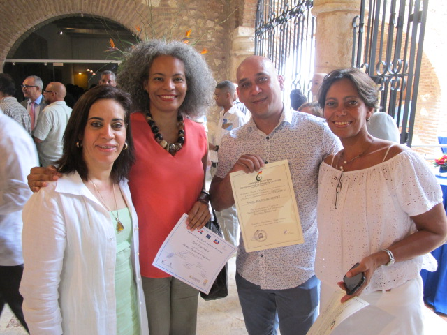 Participants Orfila Rodriguez and Leidi Jorge; and teachers Yaniel Rodriguez and Maite Dumenigo.