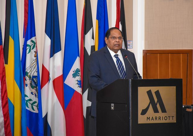 Prime Minister Moses Nagamootoo today at the opening of the two-day CANSEC Conference at the Guyana Marriot hotel.  Addressing the opening of the 16th annual Caribbean Nations Security Conference (CANSEC), being held for the first time in Guyana at t