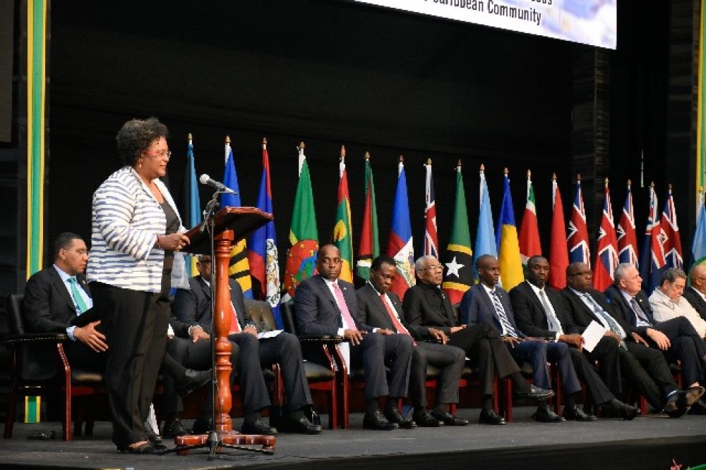PM Mottley addresses the meeting