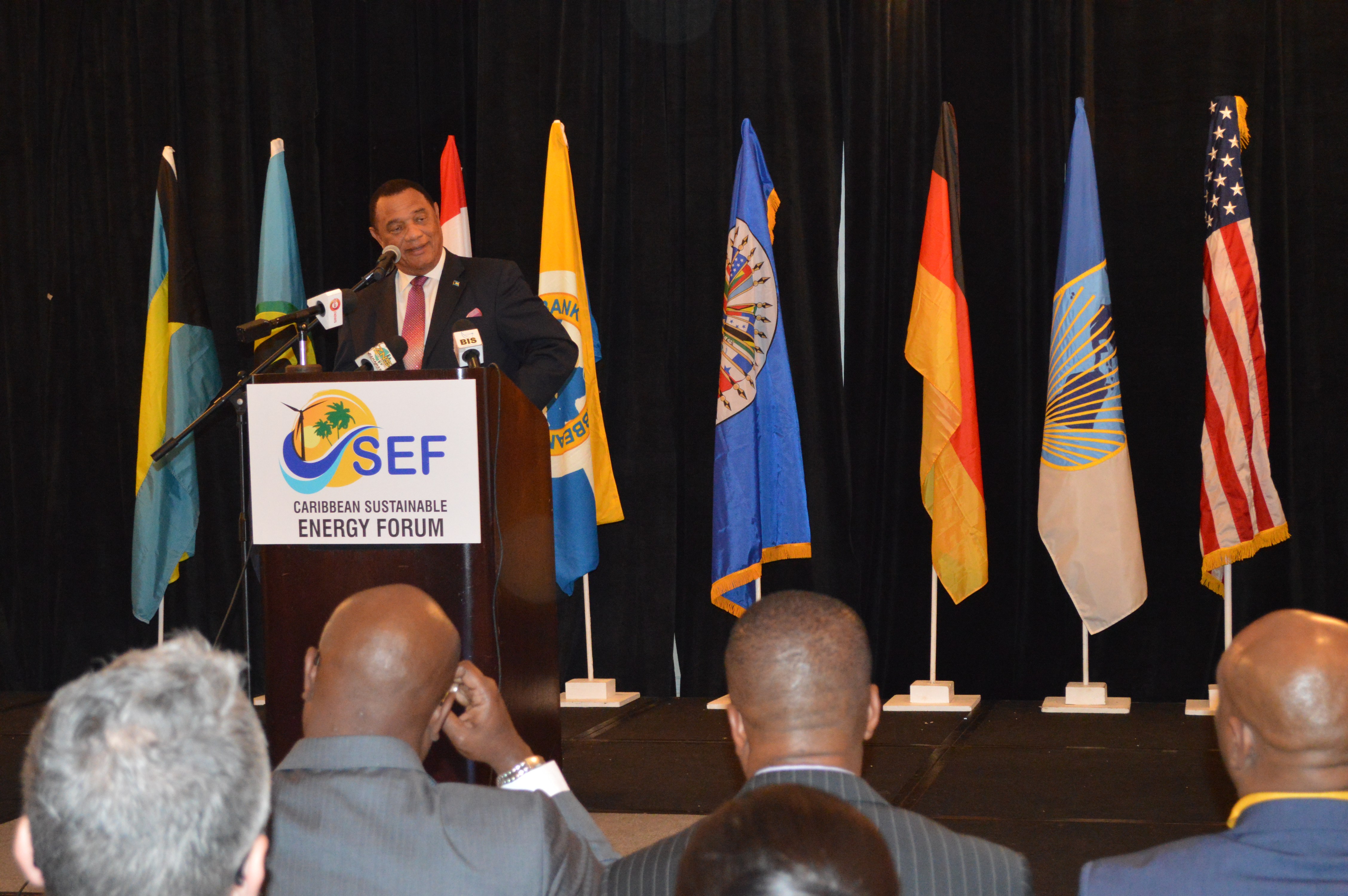 Prime Minister Perry Christie addresses the opening ceremony of CSEFV
