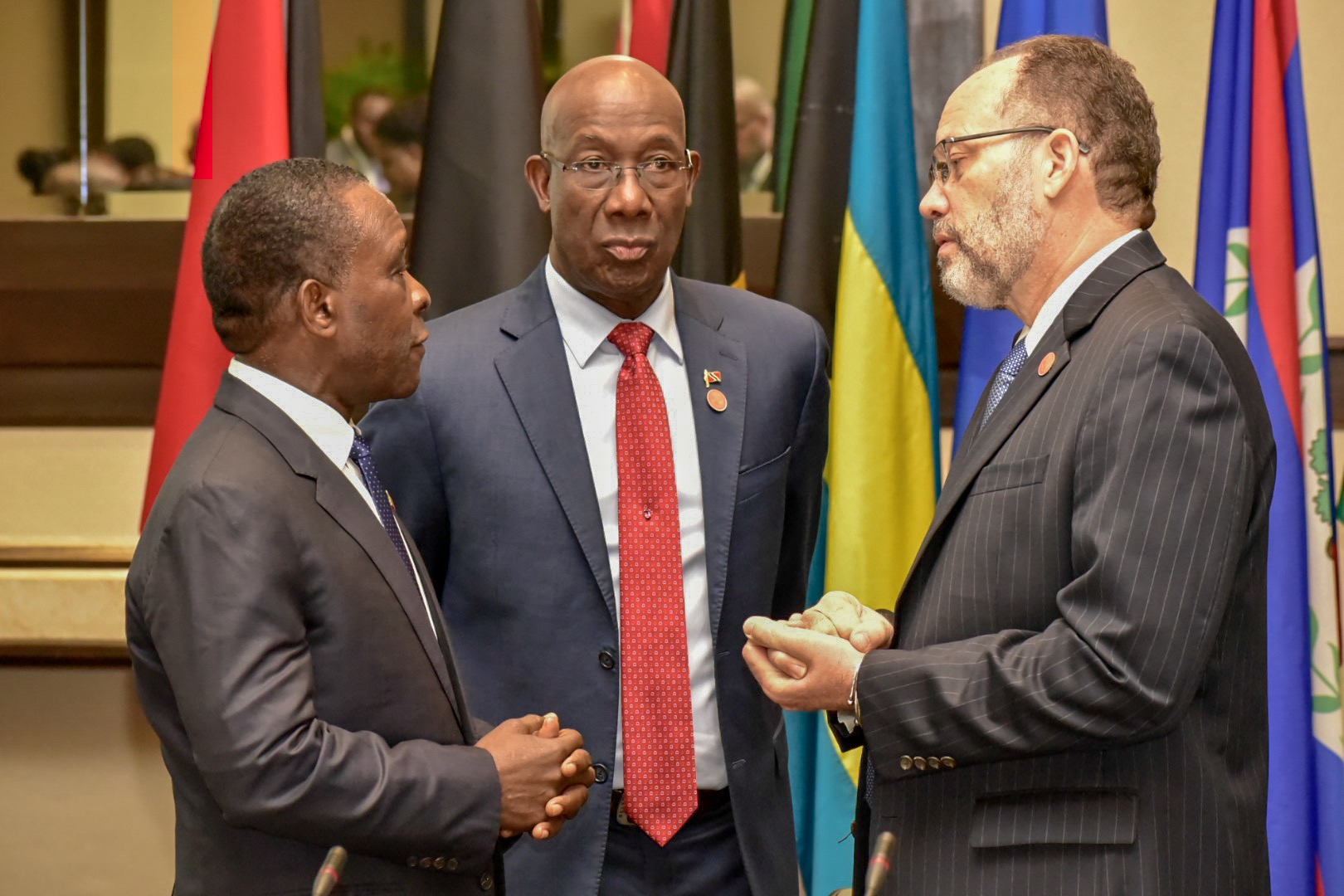 (l-r) Dr Keith Mitchell; Dr Keith Rowley; Ambassador Irwin LaRocque
