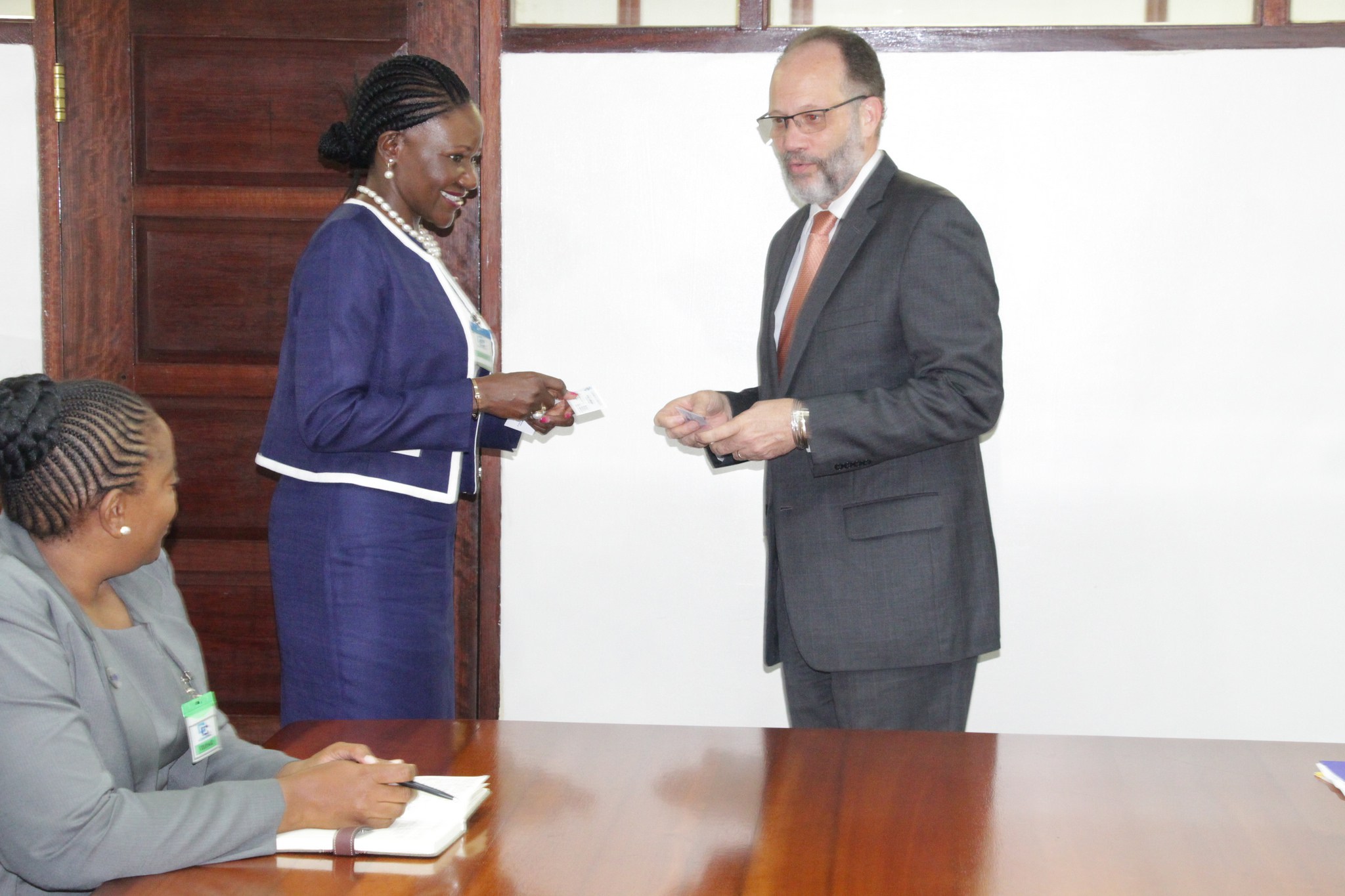 Amb. Irwin LaRocque welcomes Executive Director of SACU Ms. Paulina Elago