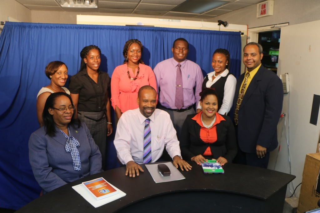 In photo, from left, seated are Ms. Sylvonne Jack, National CSME Focal Point in St. Vincent and the Grenadines; Mr. Salas Hamilton, Specialist Communications Officer at CARICOM Secretariat; Ms. Hannah Hamilton, UWI Student (Open Campus). Back Row: Me