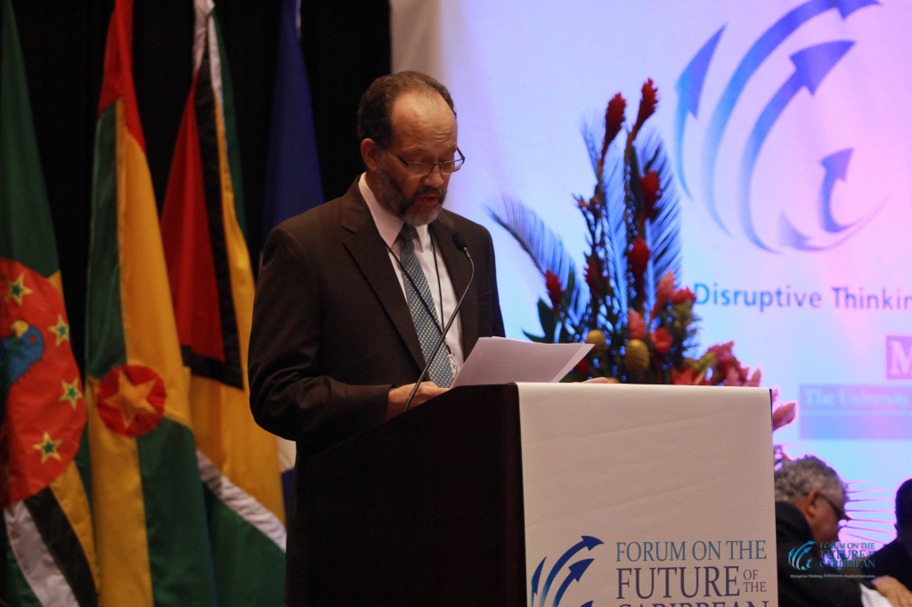 CARICOM Secretary-General Ambassador Irwin LaRocque addresses the Forum on the Future of the Caribbean in Trinidad and Tobago