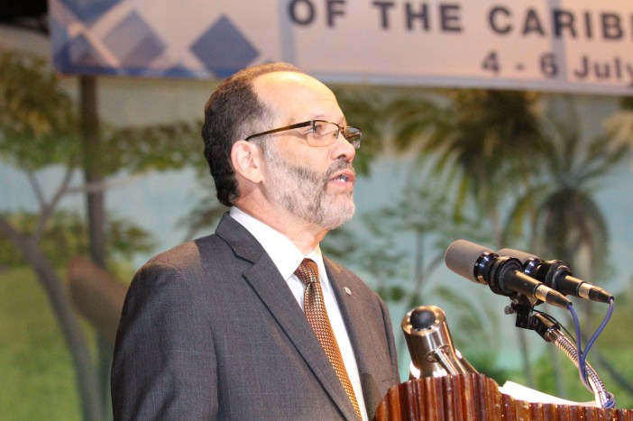 CARICOM Secretary-General, Ambassador Irwin LaRocque addresses the opening ceremony of the 37th Regular CARICOM Heads of Government Meeting Monday evening