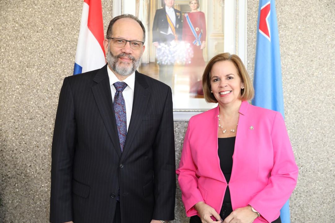 Secretary-General Ambassador Irwin LaRocque and Prime Minister Evelyn Wever-Croes