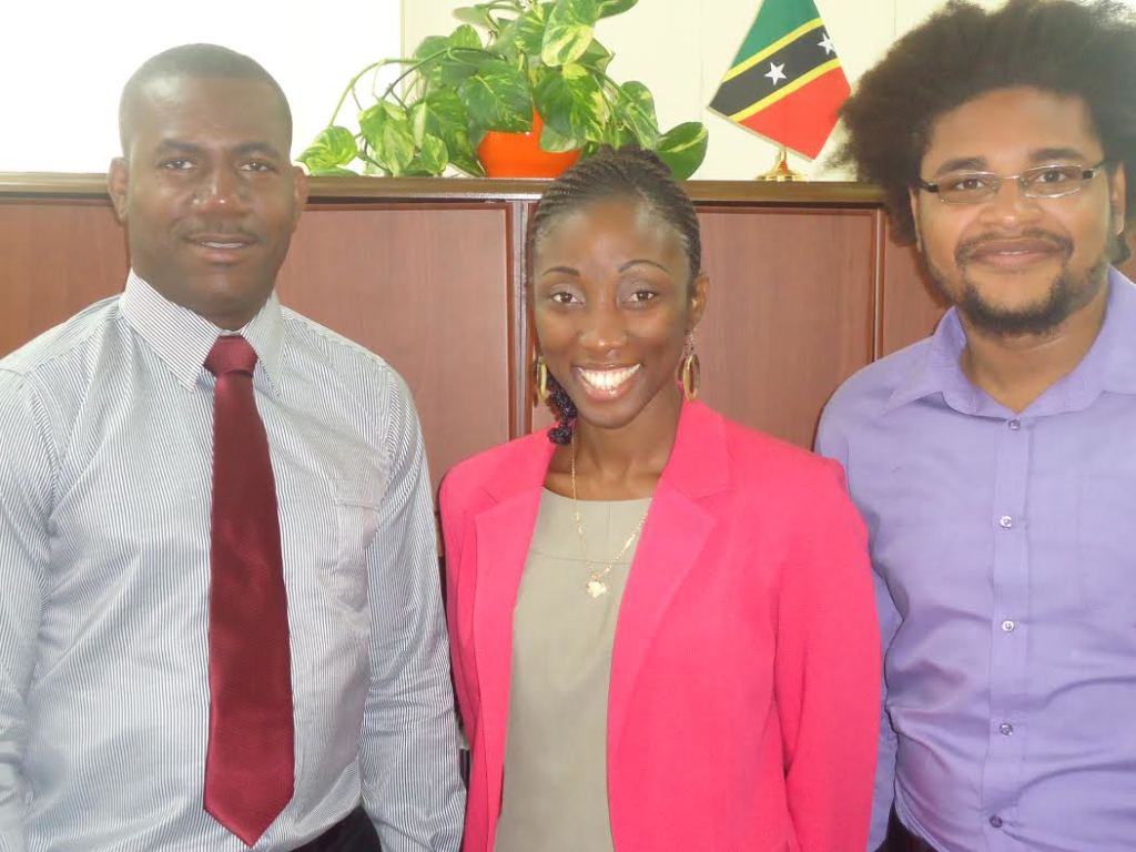 From left: Minister of Youth, Hon. Shawn Richards and CARICOM Youth Ambassadors, Sonia Boddie and Klieon John