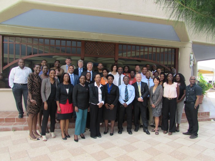 Statisticians take time out from their meetings in Barbados to pose for a photograph.