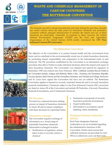 Cover page of Rotterdam Convention CARICOM factsheet