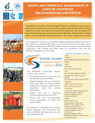 Cover page of Stockholm Convention CARICOM factsheet