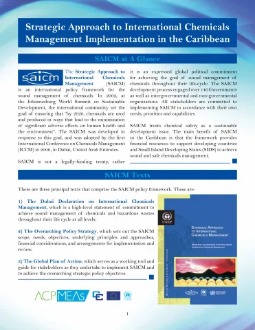 Cover page titled Strategic Approach to International Chemicals Management Implementation in the Caribbean