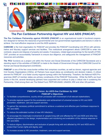 Overview brochure cover for the Pan Caribbean Partnership Against HIV and AIDS (PANCAP).