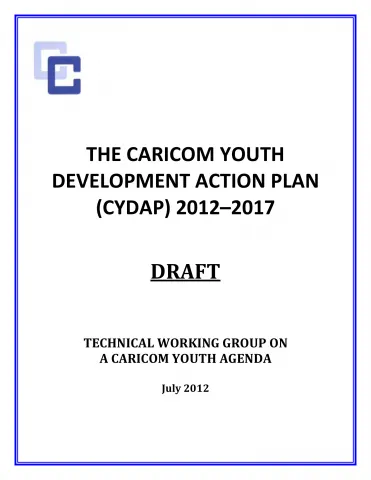 Cover of the CARICOM Youth Development Action Plan (CYDAP) 2012-2017 focused on youth empowerment and regional development.