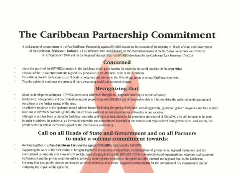 Cover of The Caribbean Partnership Commitment declaration on HIV/AIDS regional cooperation.