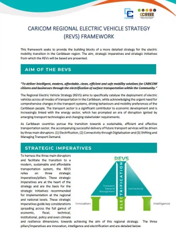CARICOM REGIONAL ELECTRIC VEHICLE STRATEGY (REVS) FRAMEWORK